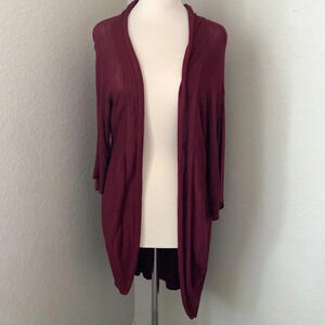 MAURICES maroon colored light weight knit circle cardigan